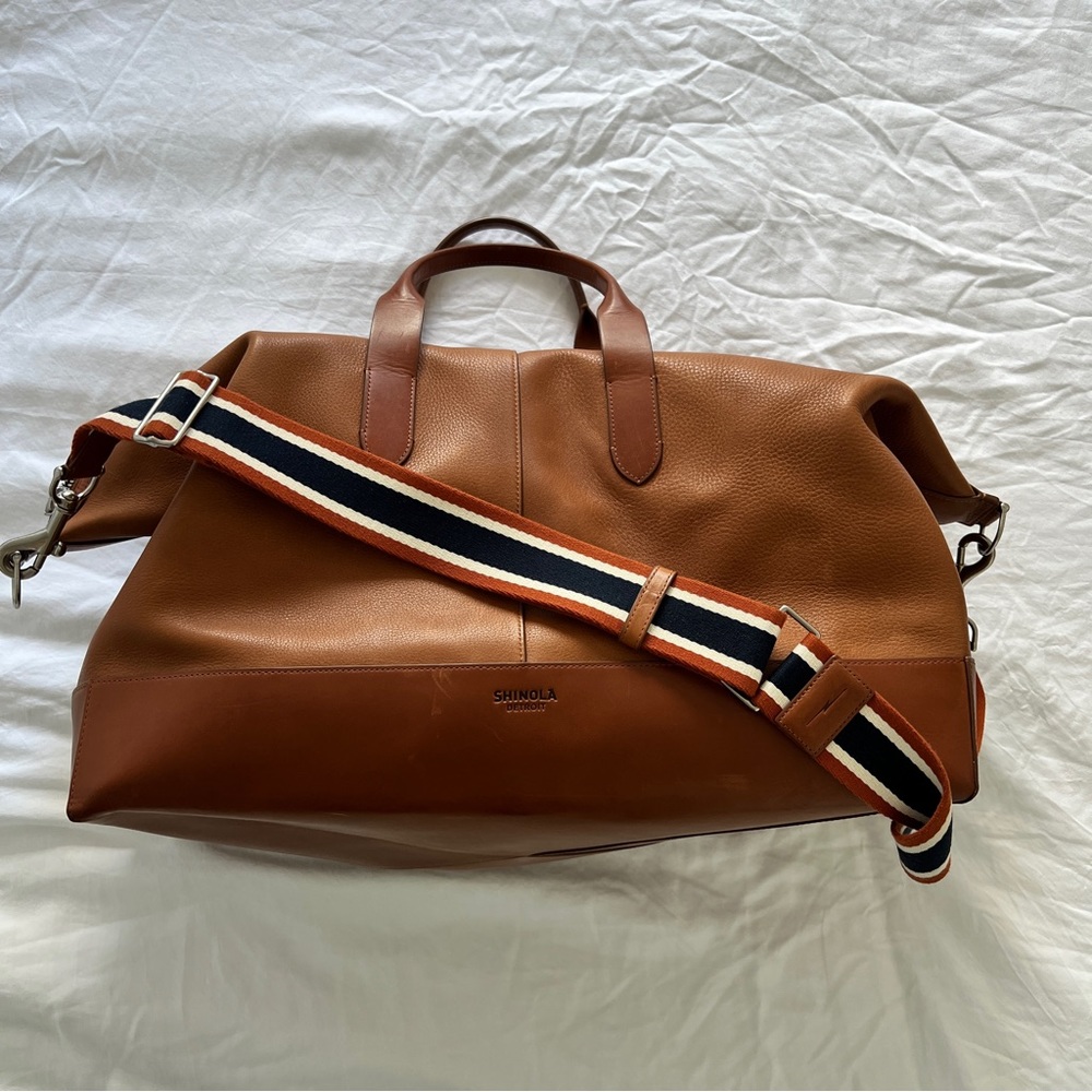 Shinola Canfield Classic Holdall Leather Duffle Tan
